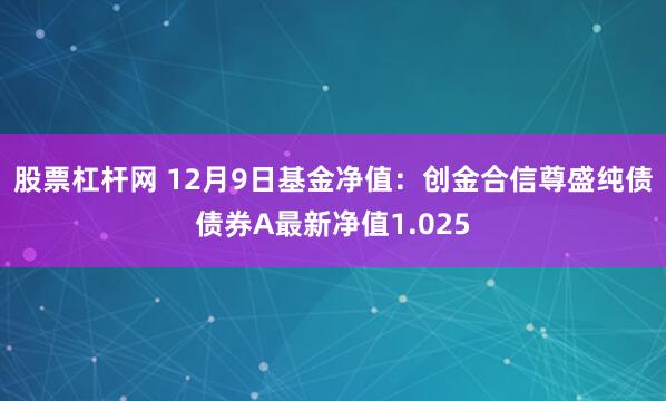 股票杠杆网 12月9日基金净值：创金合信尊盛纯债债券A最新净值1.025