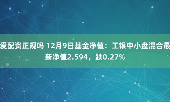 爱配资正规吗 12月9日基金净值：工银中小盘混合最新净值2.594，跌0.27%