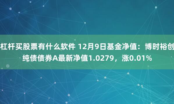 杠杆买股票有什么软件 12月9日基金净值：博时裕创纯债债券A最新净值1.0279，涨0.01%