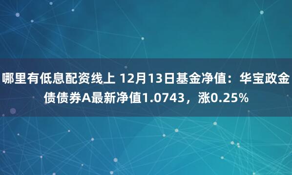 哪里有低息配资线上 12月13日基金净值：华宝政金债债券A最新净值1.0743，涨0.25%