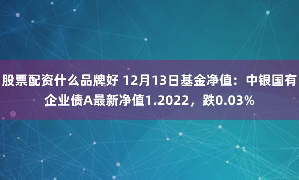 股票配资什么品牌好 12月13日基金净值：中银国有企业债A最新净值1.2022，跌0.03%