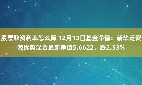 股票融资利率怎么算 12月13日基金净值：新华泛资源优势混合最新净值5.6622，跌2.53%