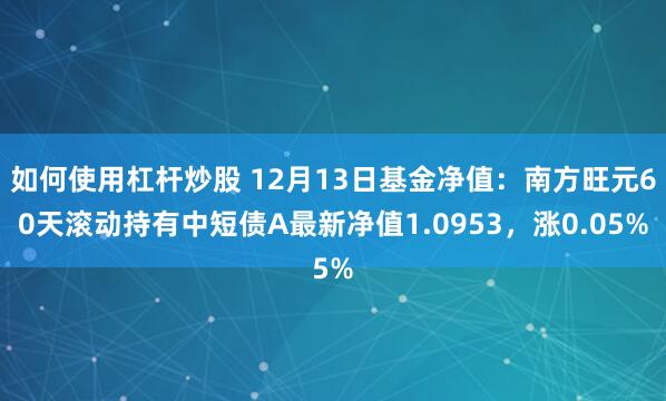 如何使用杠杆炒股 12月13日基金净值：南方旺元60天滚动持有中短债A最新净值1.0953，涨0.05%