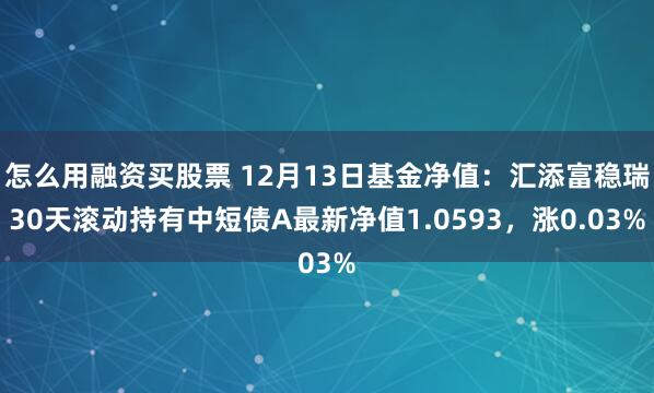 怎么用融资买股票 12月13日基金净值：汇添富稳瑞30天滚动持有中短债A最新净值1.0593，涨0.03%