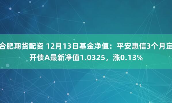 合肥期货配资 12月13日基金净值：平安惠信3个月定开债A最新净值1.0325，涨0.13%