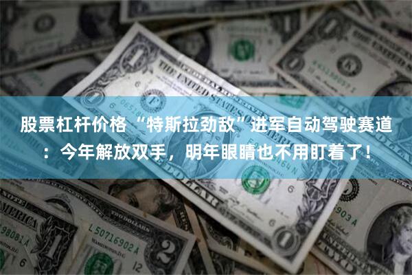 股票杠杆价格 “特斯拉劲敌”进军自动驾驶赛道：今年解放双手，明年眼睛也不用盯着了！