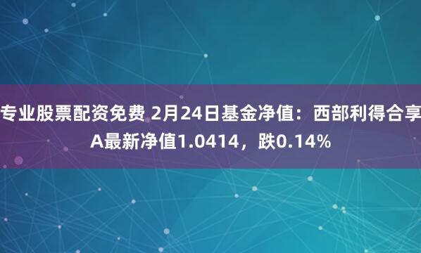 专业股票配资免费 2月24日基金净值：西部利得合享A最新净值1.0414，跌0.14%